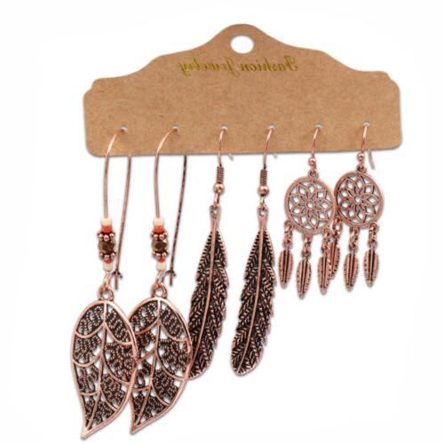 orecchini a bottone vintage boho 3 paia