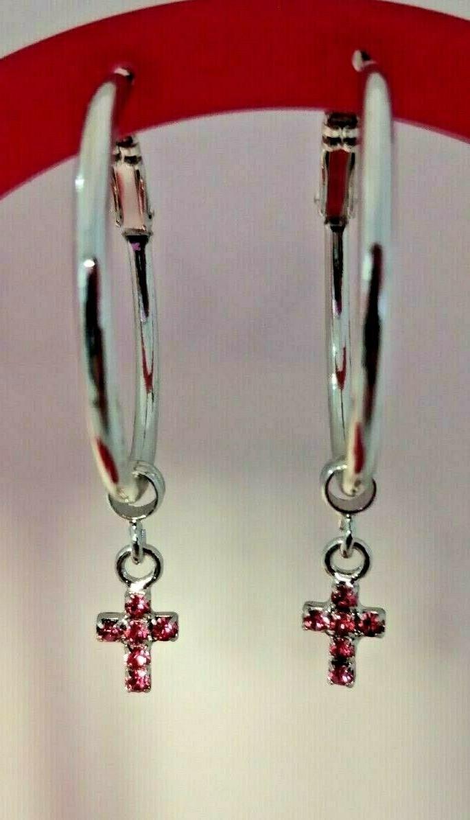 orecchini a cerchio 12mm con ciondolo croce