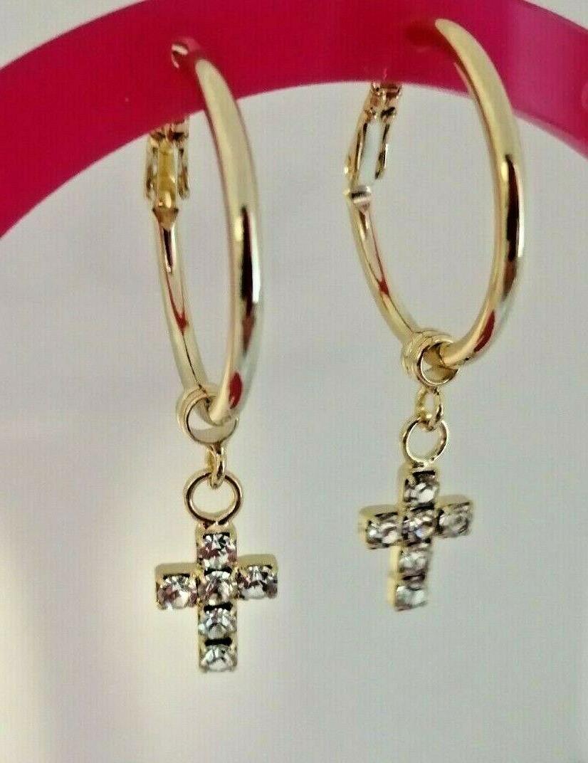 orecchini a cerchio 8mm con ciondolo croce