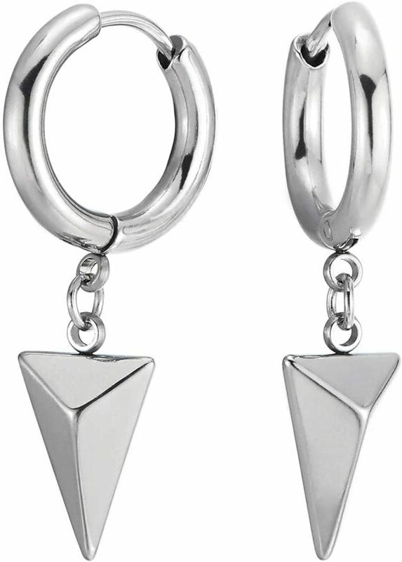 orecchini a cerchio con pendenti triangolo piramide