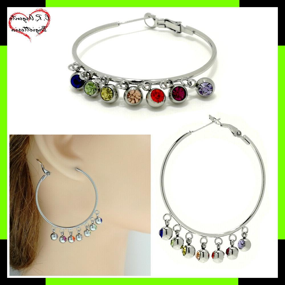 orecchini a cerchio con zirconi strass colorati