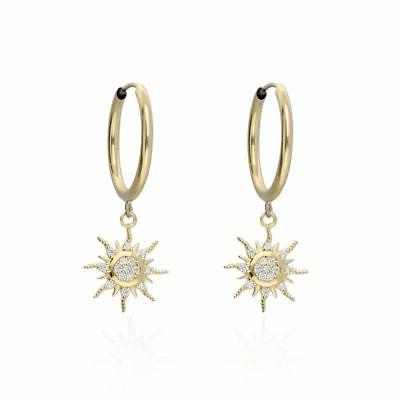 orecchino cerchio e pendente sole oro giallo