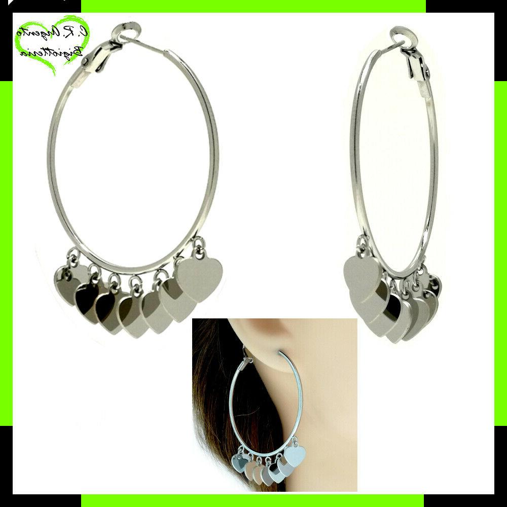 orecchini a cerchio grandi pendente forma cuore