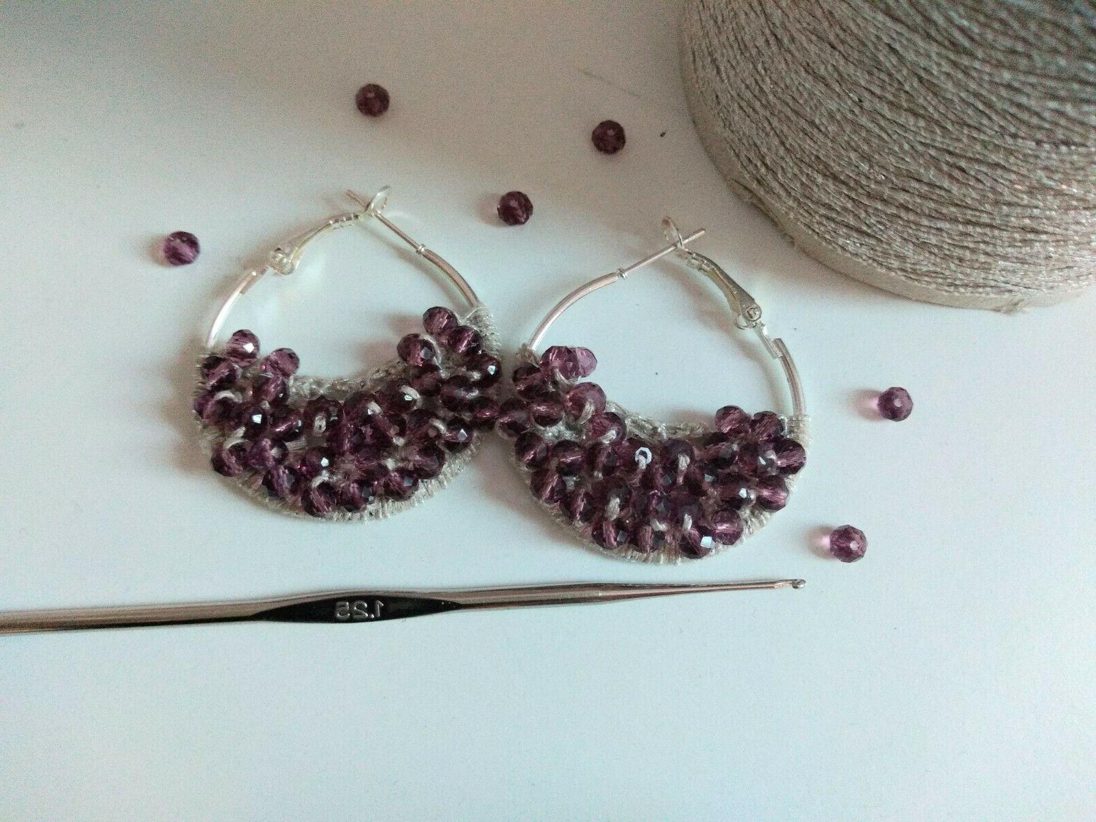 orecchini a cerchio lavorati all uncinetto con