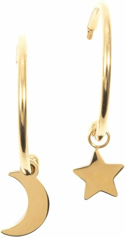 orecchini a cerchio stella e luna in