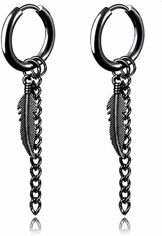 orecchini a cerchio unisex con piuma e