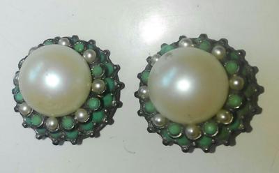 orecchini a clip vintage con perla finta