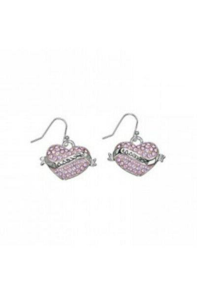 orecchini a cuore e cristalli rosa mod