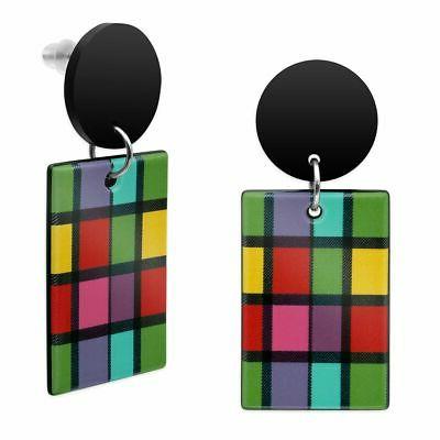 orecchini a farfalla pendenti quadri quadrato colorato