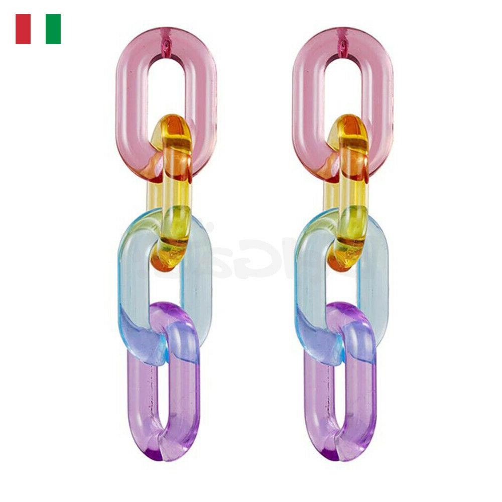 orecchini a forma di catena trasparente multicolore