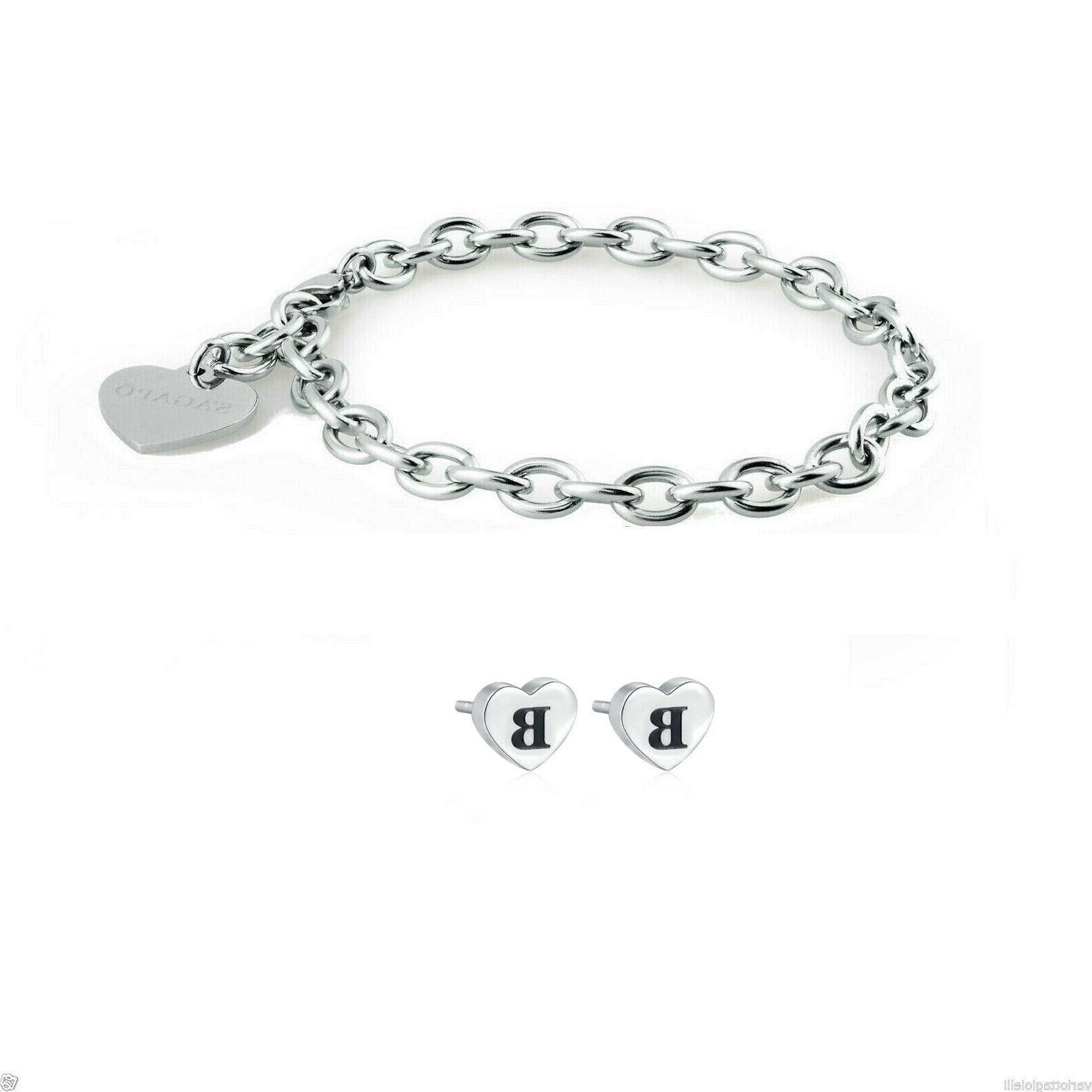orecchini a lobo lettera b e bracciale