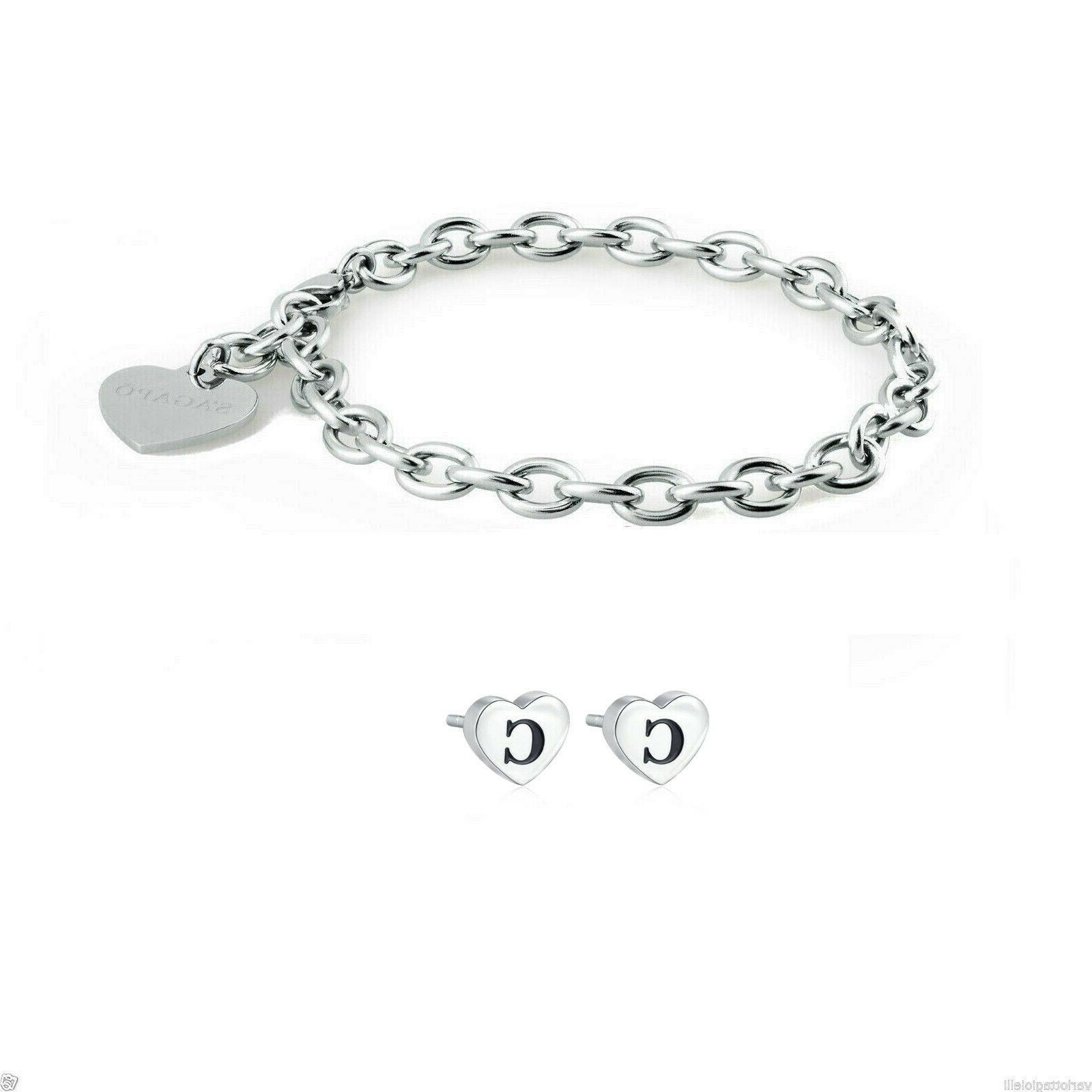 orecchini a lobo lettera c e bracciale