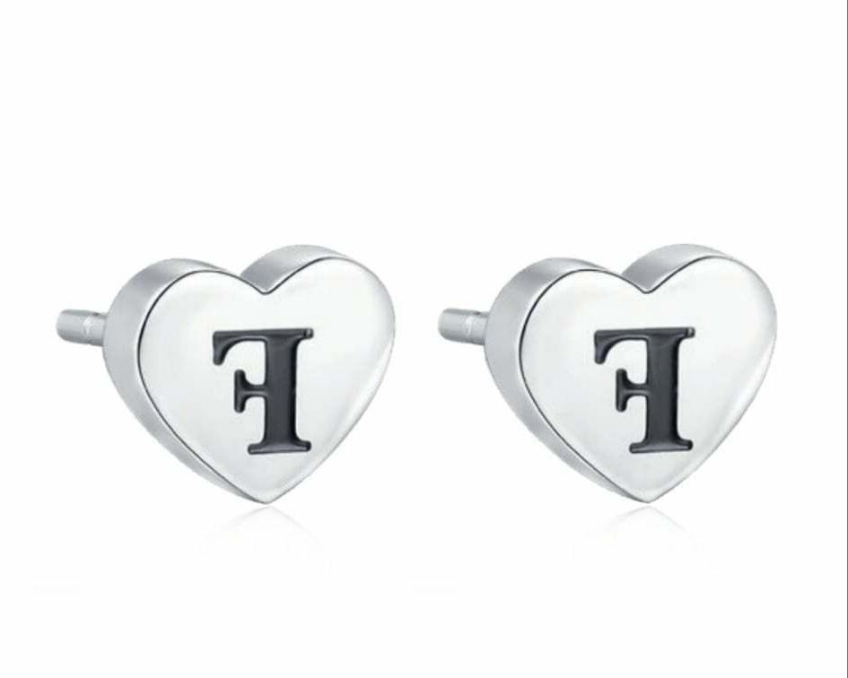 orecchini a lobo lettera f donna acciaio