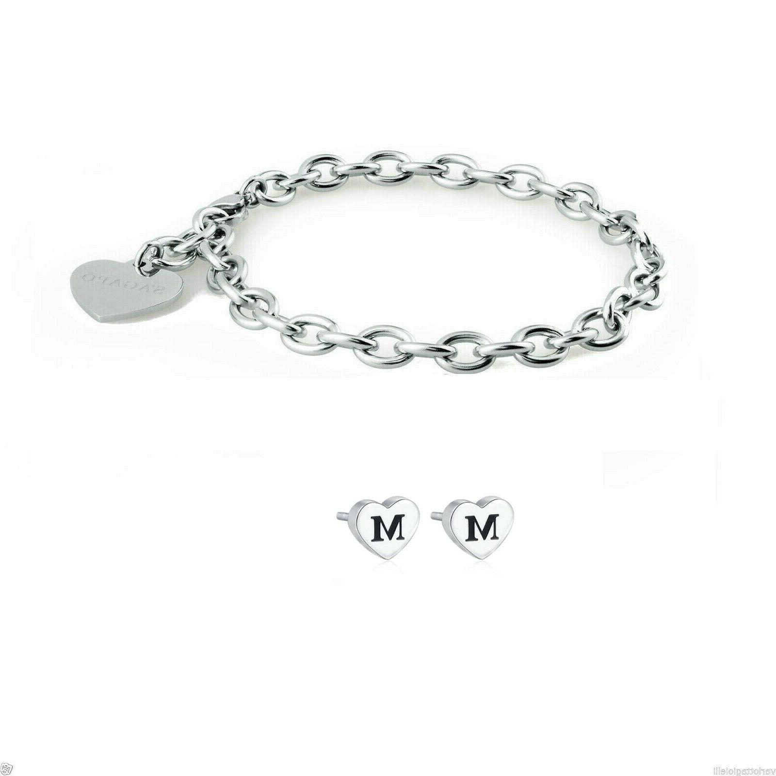 orecchini a lobo lettera m e bracciale