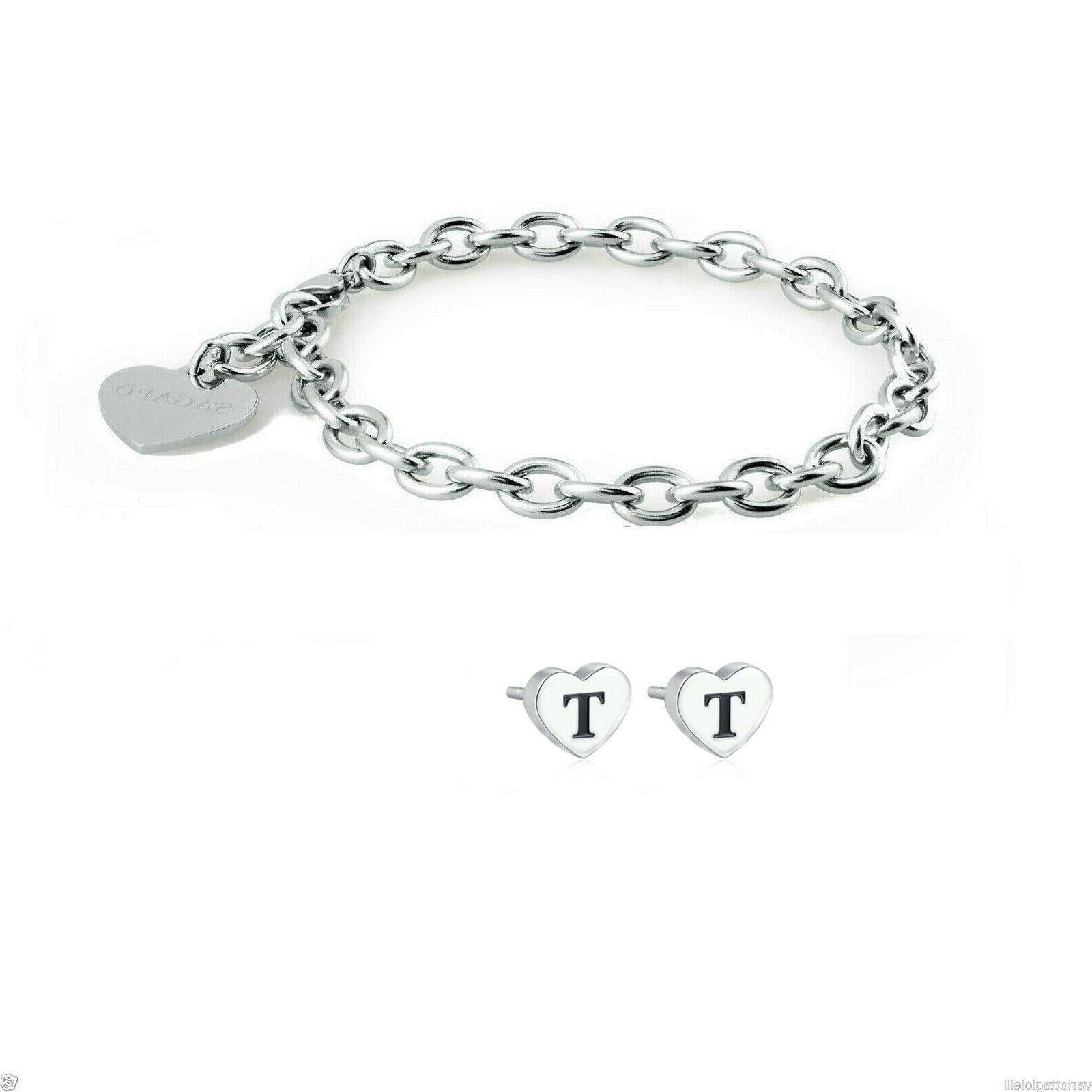orecchini a lobo lettera t e bracciale