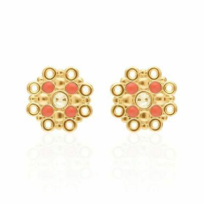 orecchini a lobo ottone rosato con cristalli