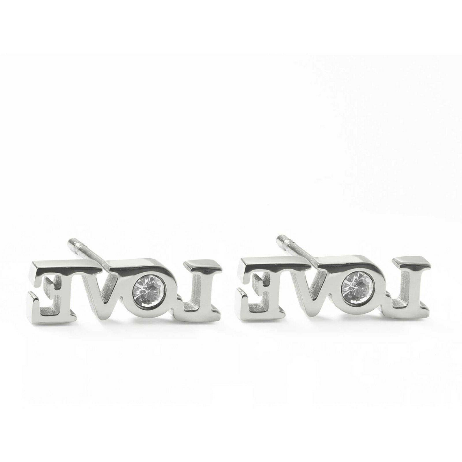 orecchini a lobo scritta love donna acciaio