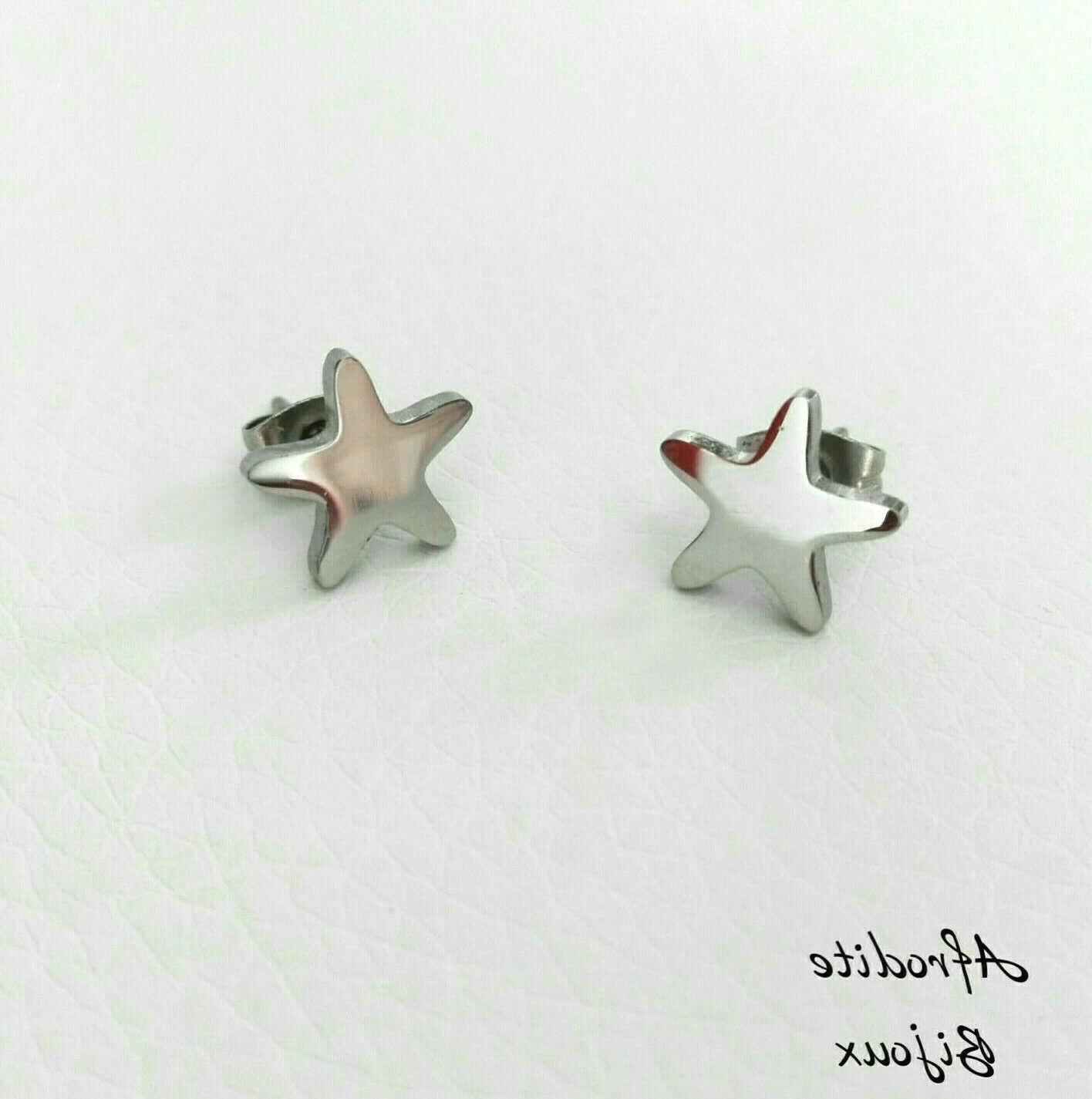 orecchini a lobo stelle in acciaio inox