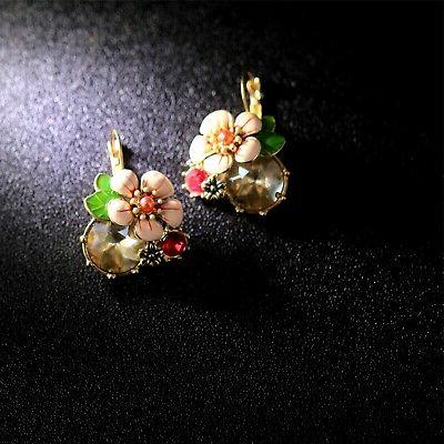 orecchini a monachella dorato grandi fiore smalto