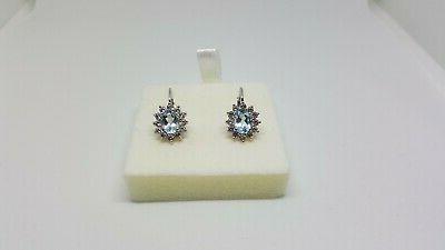 orecchini a pendolo con acquamarina e zirconi