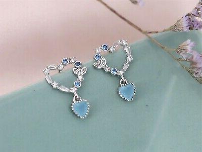 orecchini a perno argentato blu claire cuore