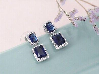 orecchini a perno argentato blu navy piccolo