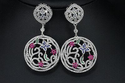 orecchini a perno placcato oro bianco cz