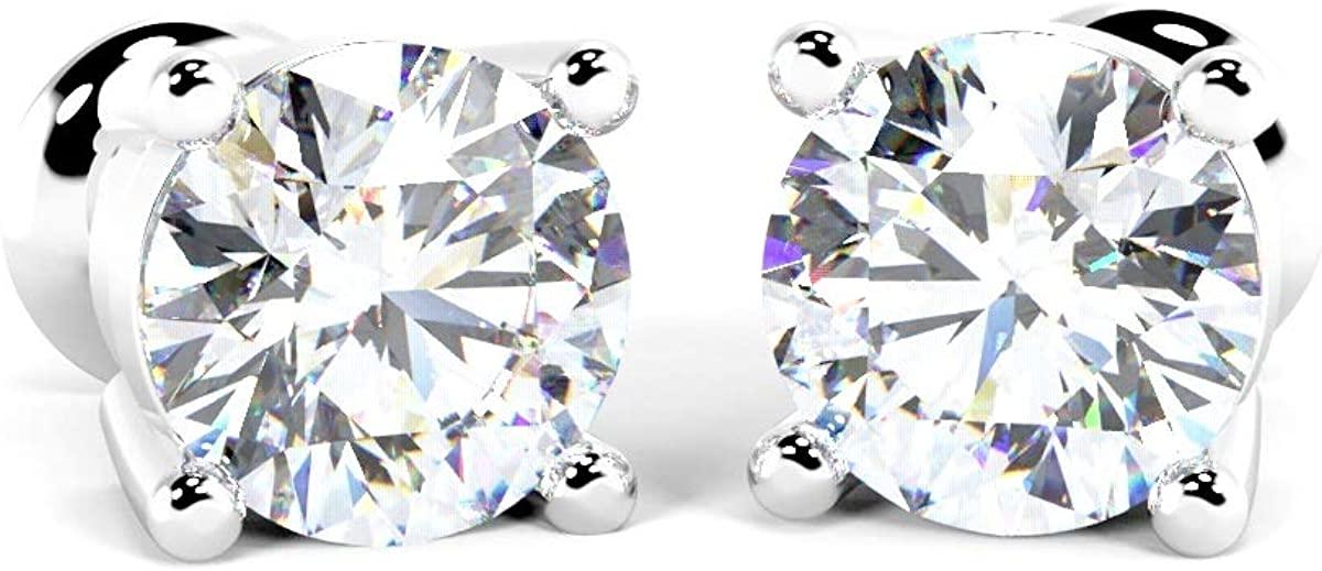 orecchini a perno rotondi con diamante 18