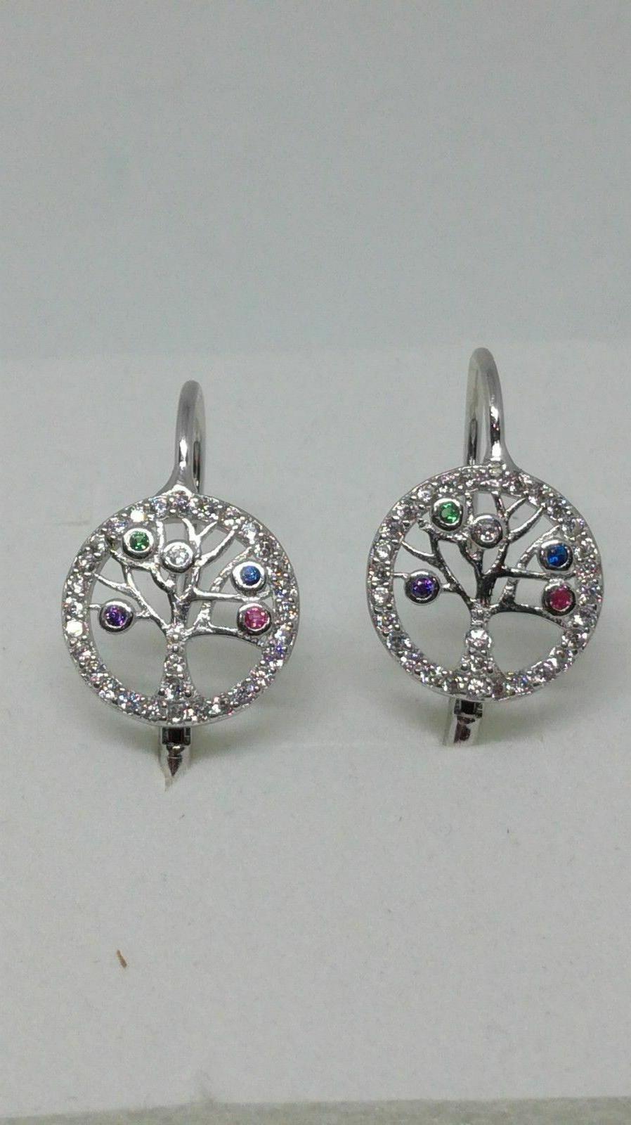 orecchini albero della vita argento rodiato pendente