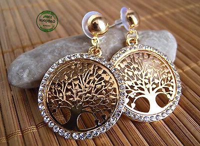 orecchini albero della vita dorati strass visti
