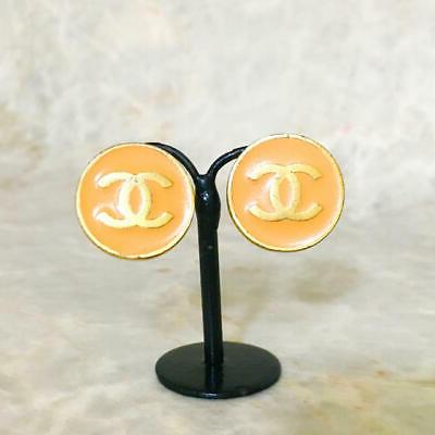 orecchini arancione oro rotondo cc logo 01p