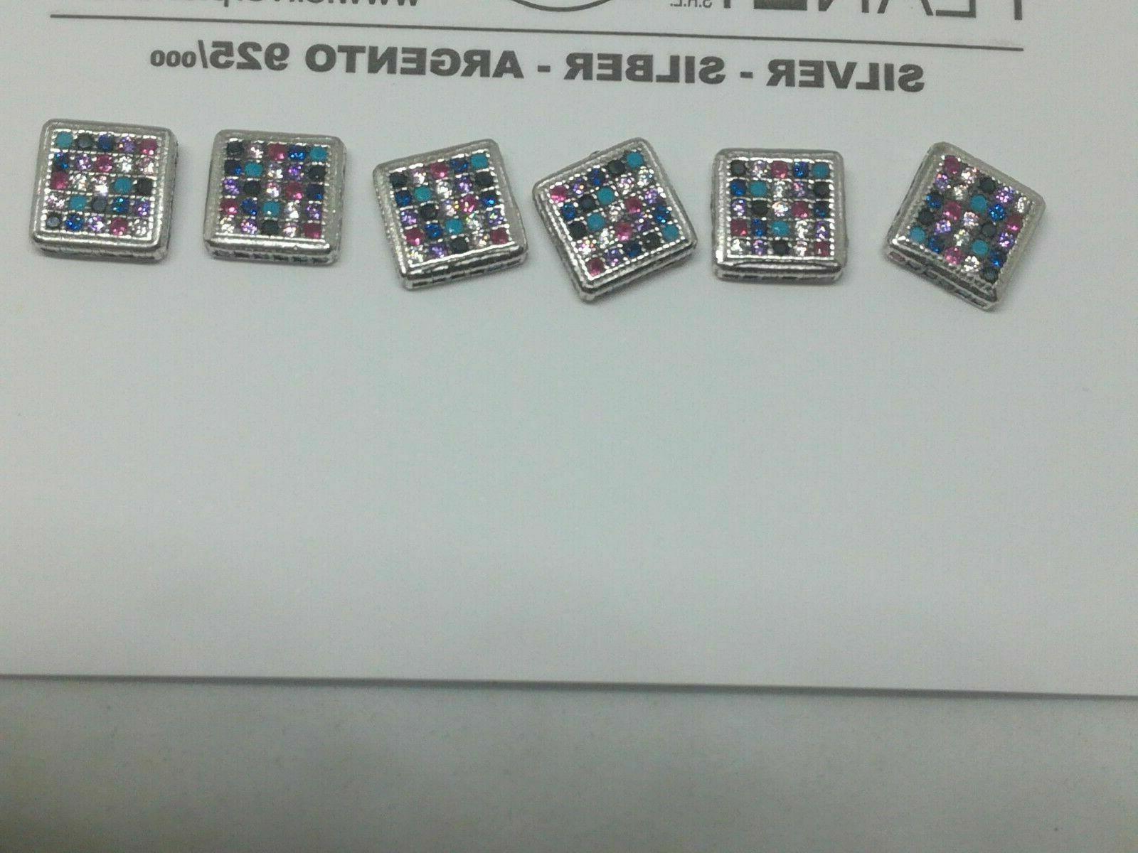 orecchini argento 925 1000 rodiato quadrati mosaico