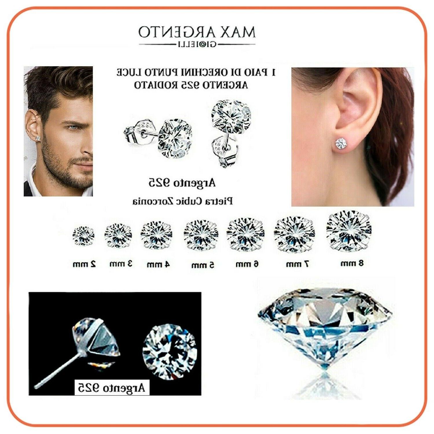 orecchini argento 925 brillantino punto luce zircone