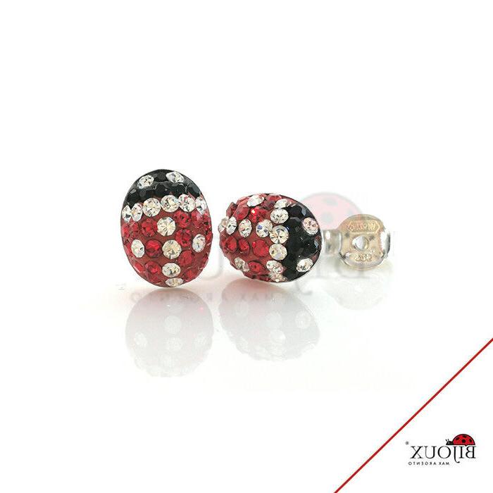 orecchini argento 925 coccinella con brillantini donna