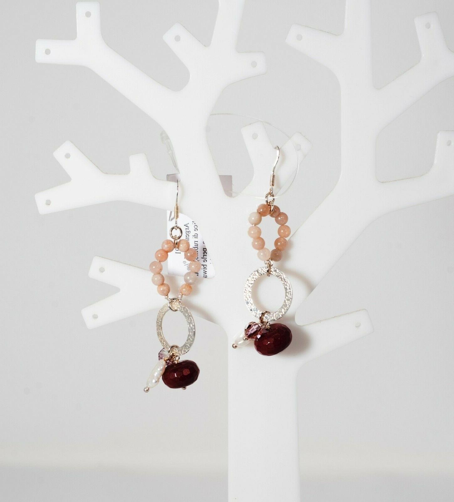 orecchini argento 925 con perle biwa pietra