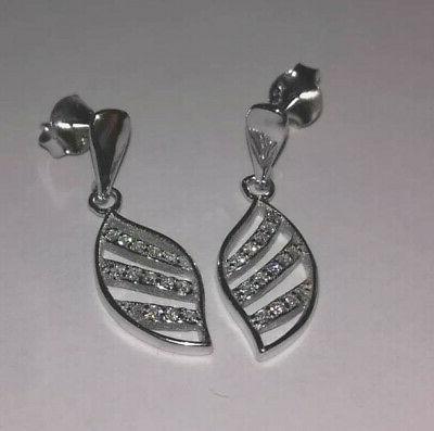 orecchini argento 925 con zirconi foglia