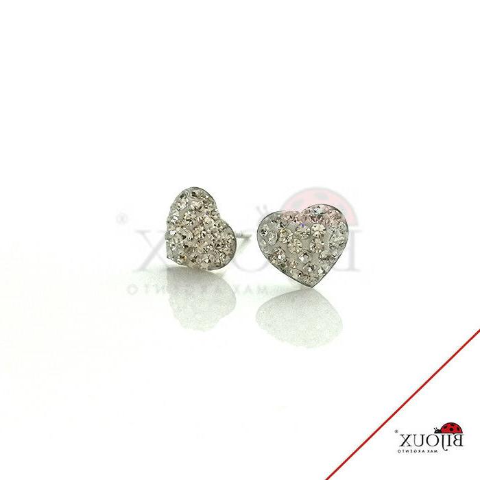 orecchini argento 925 cuore con brillantini donna
