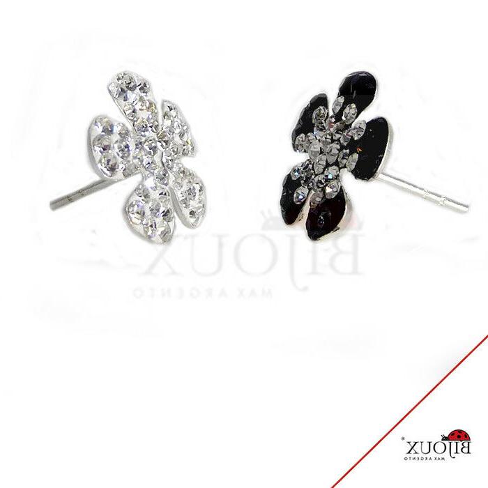 orecchini argento 925 fiore con brillantini 2
