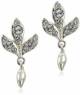 orecchini argento 925 foglie con swarovski bianchi