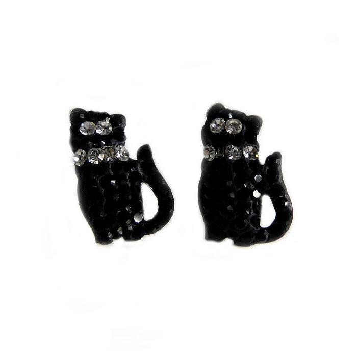 orecchini argento 925 forma gatto nero con