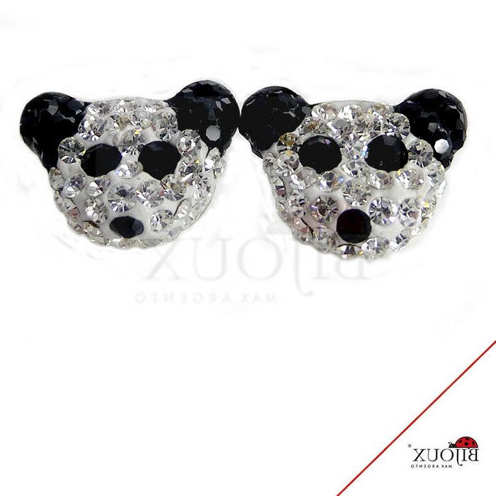 orecchini argento 925 orso con brillantini donna