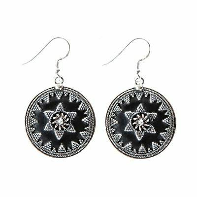 orecchini argento 925 ossidato disco rotondo cerchio