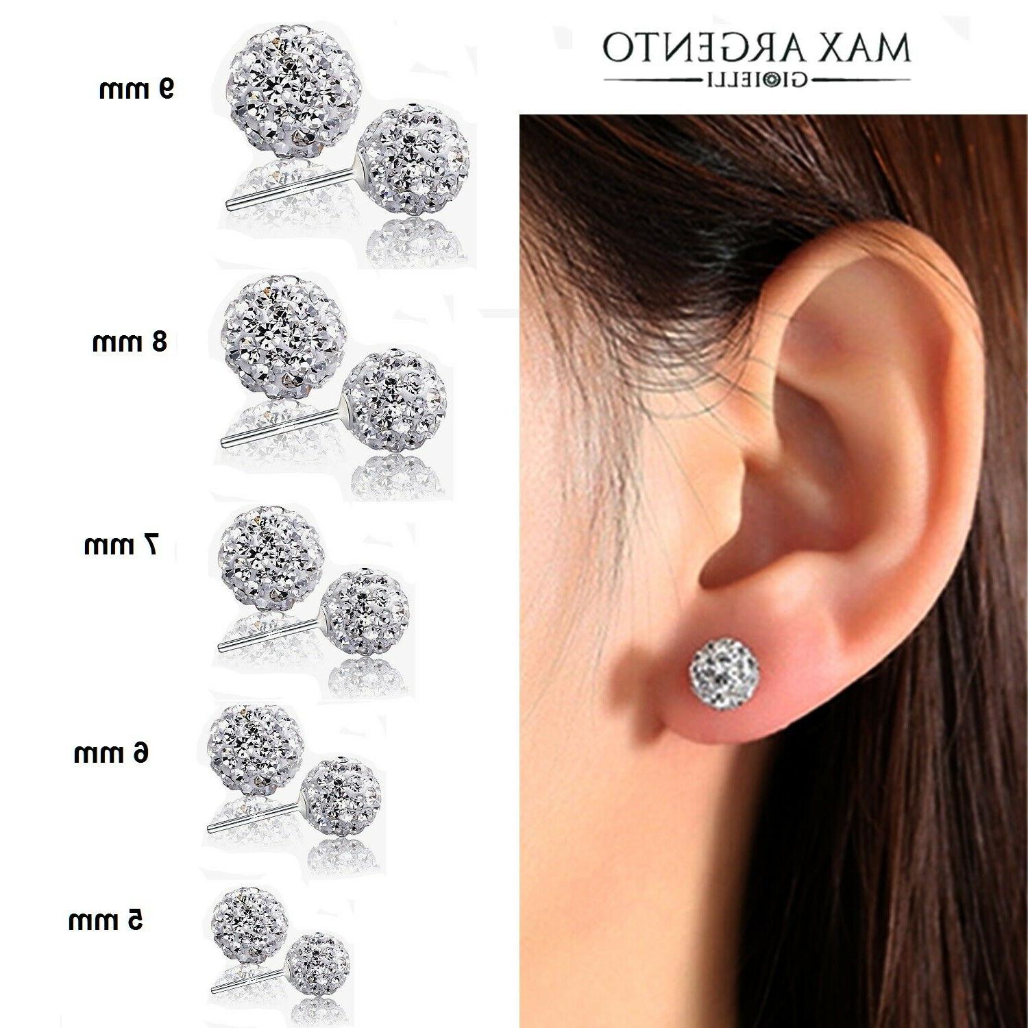 orecchini argento 925 pallina con brillantini mis