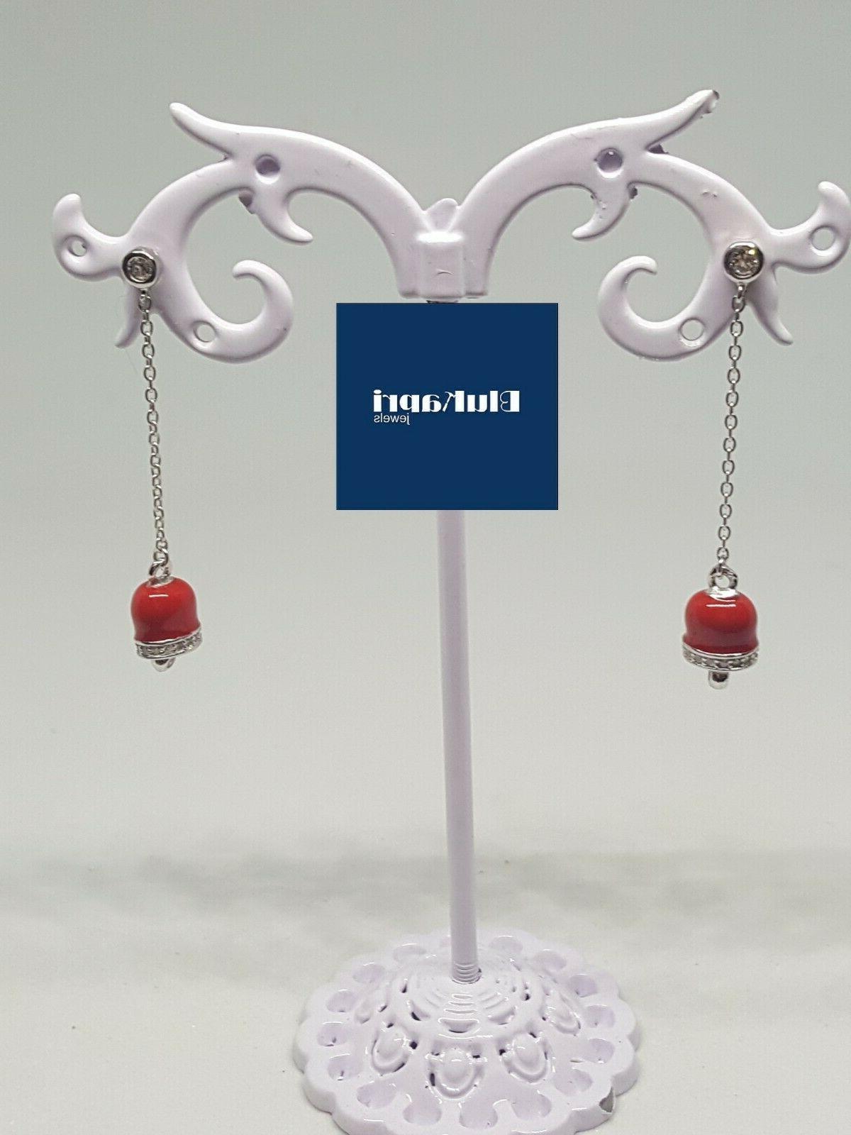 orecchini argento 925 pendente campanella smalto rosso
