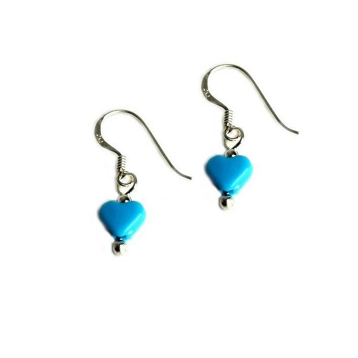 orecchini argento 925 pendente cuoricino turchese donna