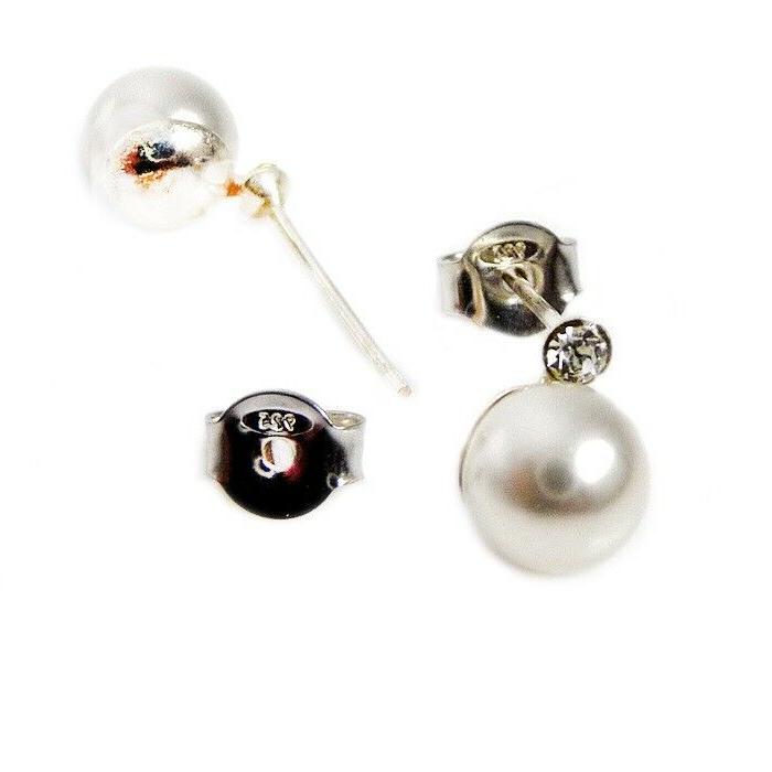 orecchini argento 925 perla 6 mm con