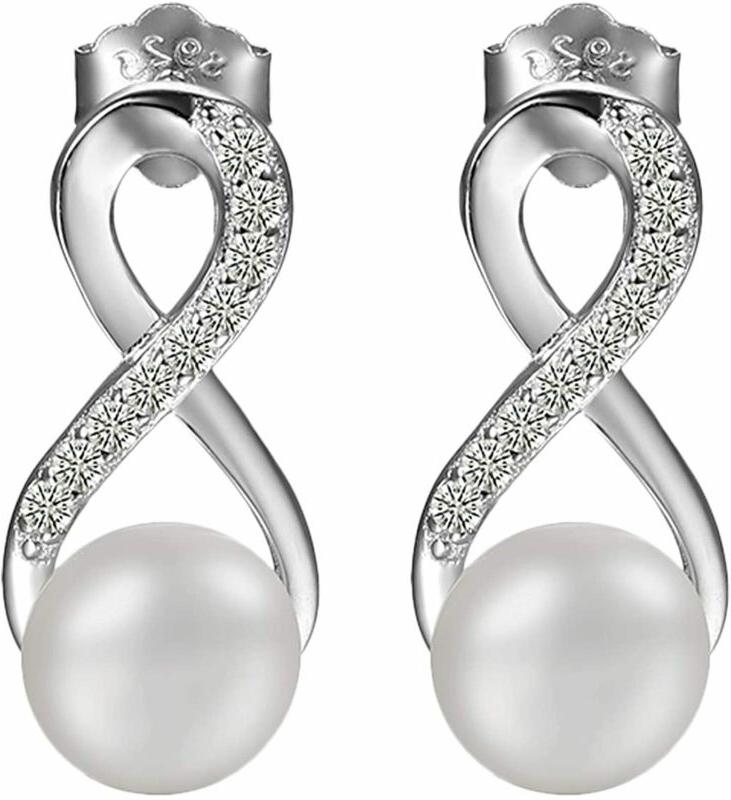 orecchini argento 925 perla infinito love amore