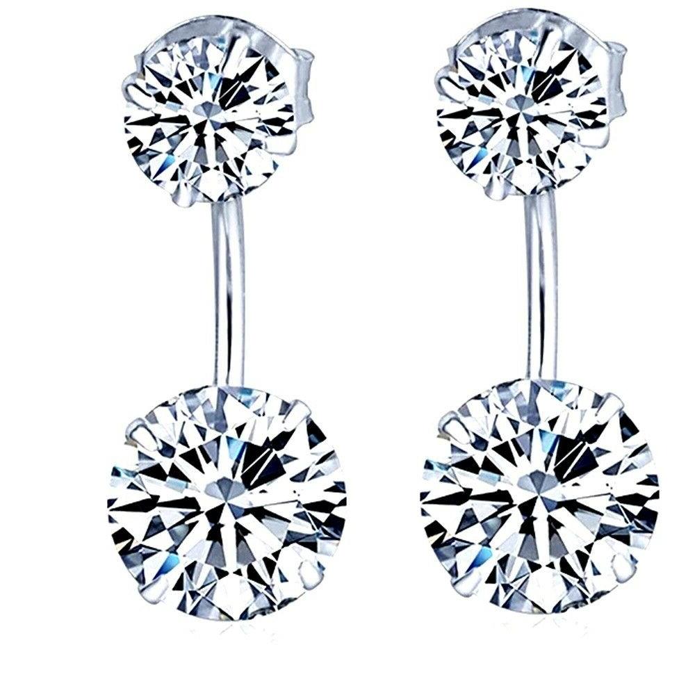 orecchini argento 925 punto luce curvo con
