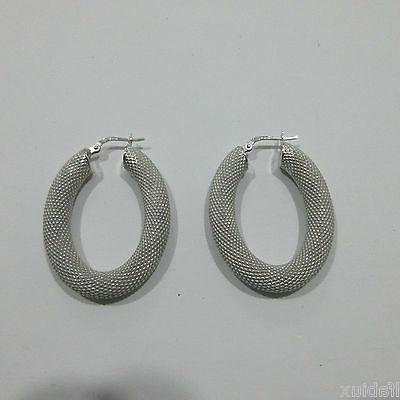 orecchini argento 925 rodiati cerchi ovali satinati