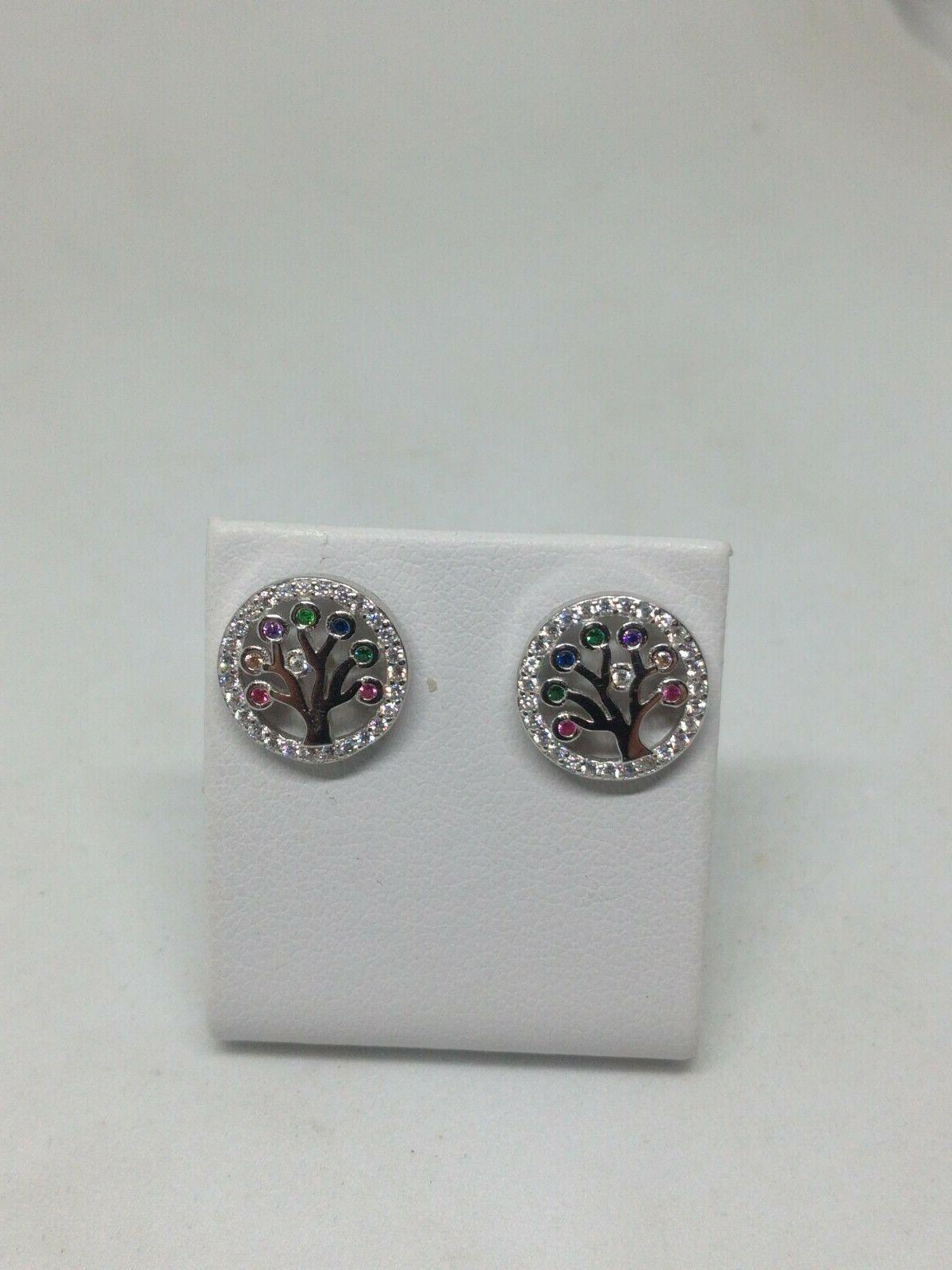 orecchini argento albero della vita rodiato zirconi